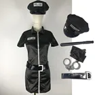 Костюм полицейского, женский, 6 шт.компл., костюм женщины-полицейского сексуальный, для косплея, шляпа, перчатки, пояс, наручники