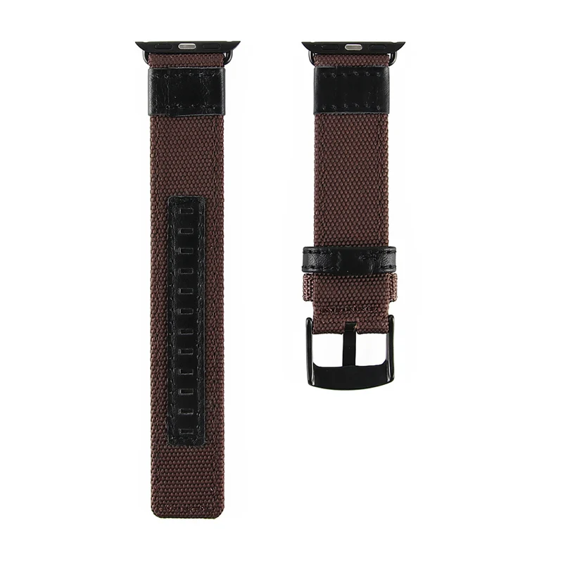 brown Нейлон+ кожаный ремешок для apple watch 3/2/1 42 мм/38 мм Наручные Классические прочная ткань металлической пряжкой браслет ремешок для часов - Цвет ремешка: brown