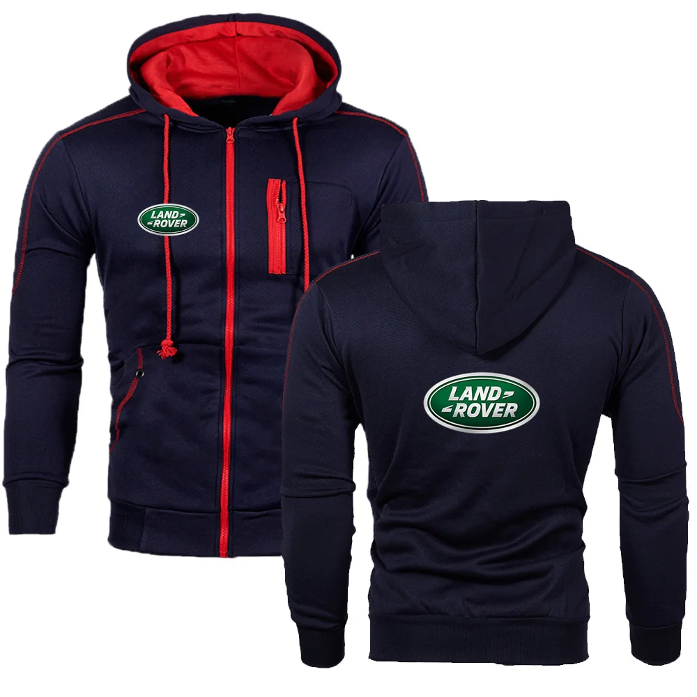 

Land Rover 2021 New Men's Fashion Zipper Hoodie Spring Autumn High Quality Pure Color Long Sleeve Hooded Pullover Sweatshirt