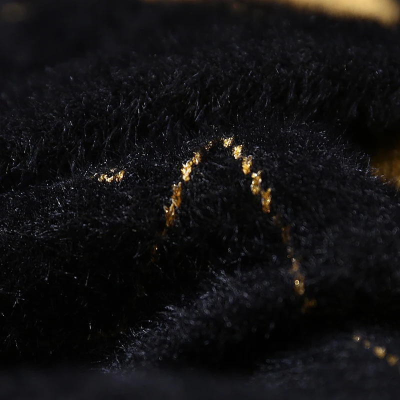 Fashion house spring 2019 fashion line stylish black sweater star mink fleece loose-fitting slim top | Женская одежда