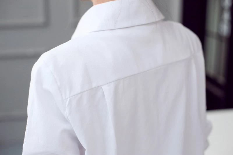 Рубашка женская классическая белая с длинным рукавом Повседневная Свободная