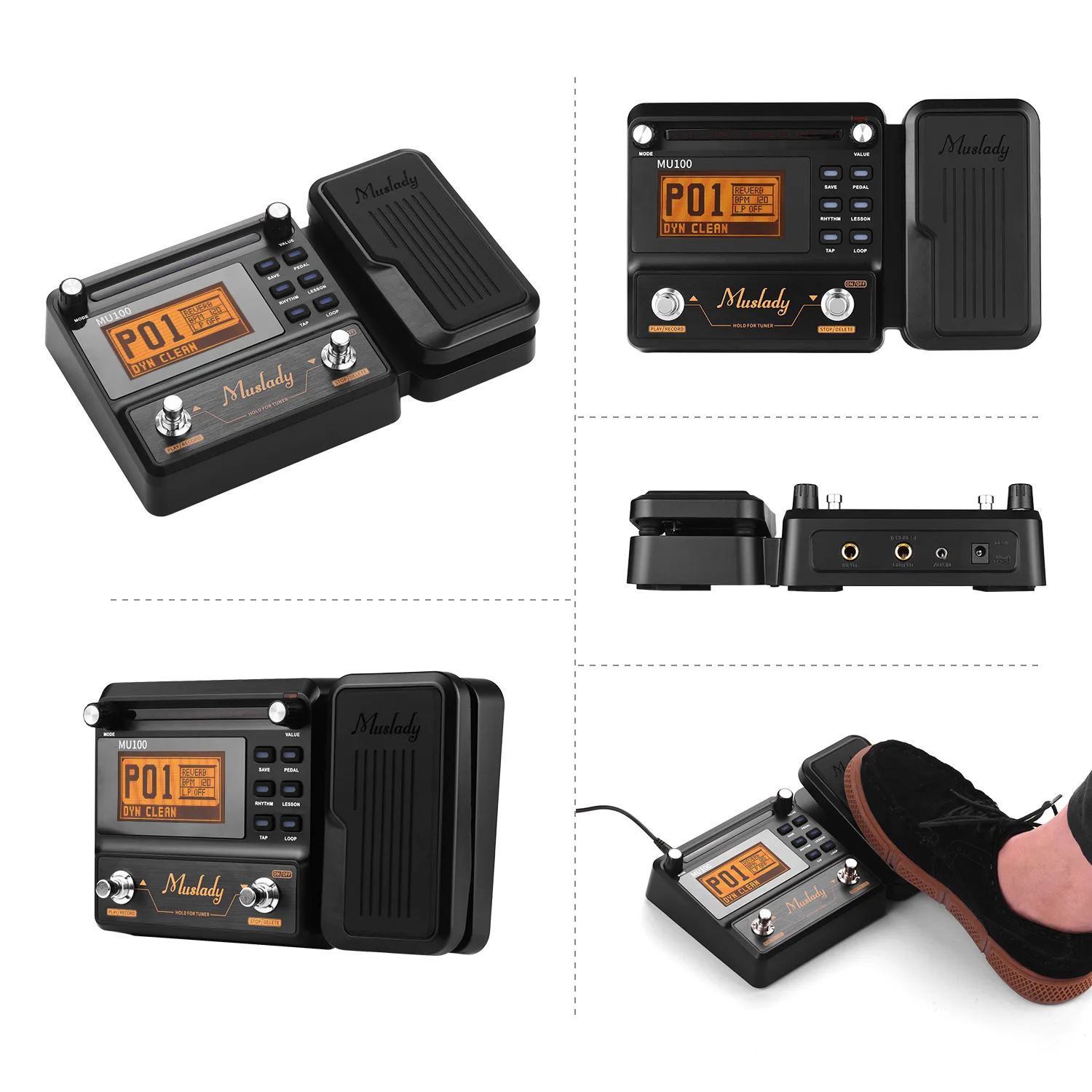 muslady mu100 gitarre multi effekte prozessor elektrische gitarre effekt pedal unterstützt 180s schleife aufnahme tuner tap tempo rhythmus free g