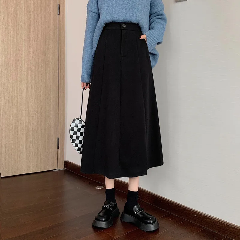 Женские Элегантные Юбки миди с высокой талией 2021 осенние женские повседневные