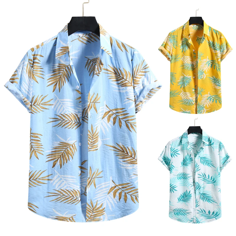 

Men Hawaiian Sets Printing 2021 Summer Short Sleeve Button Shirt Beach Shorts Streetwear Casual Mens Suit 2 Pieces S-XXL