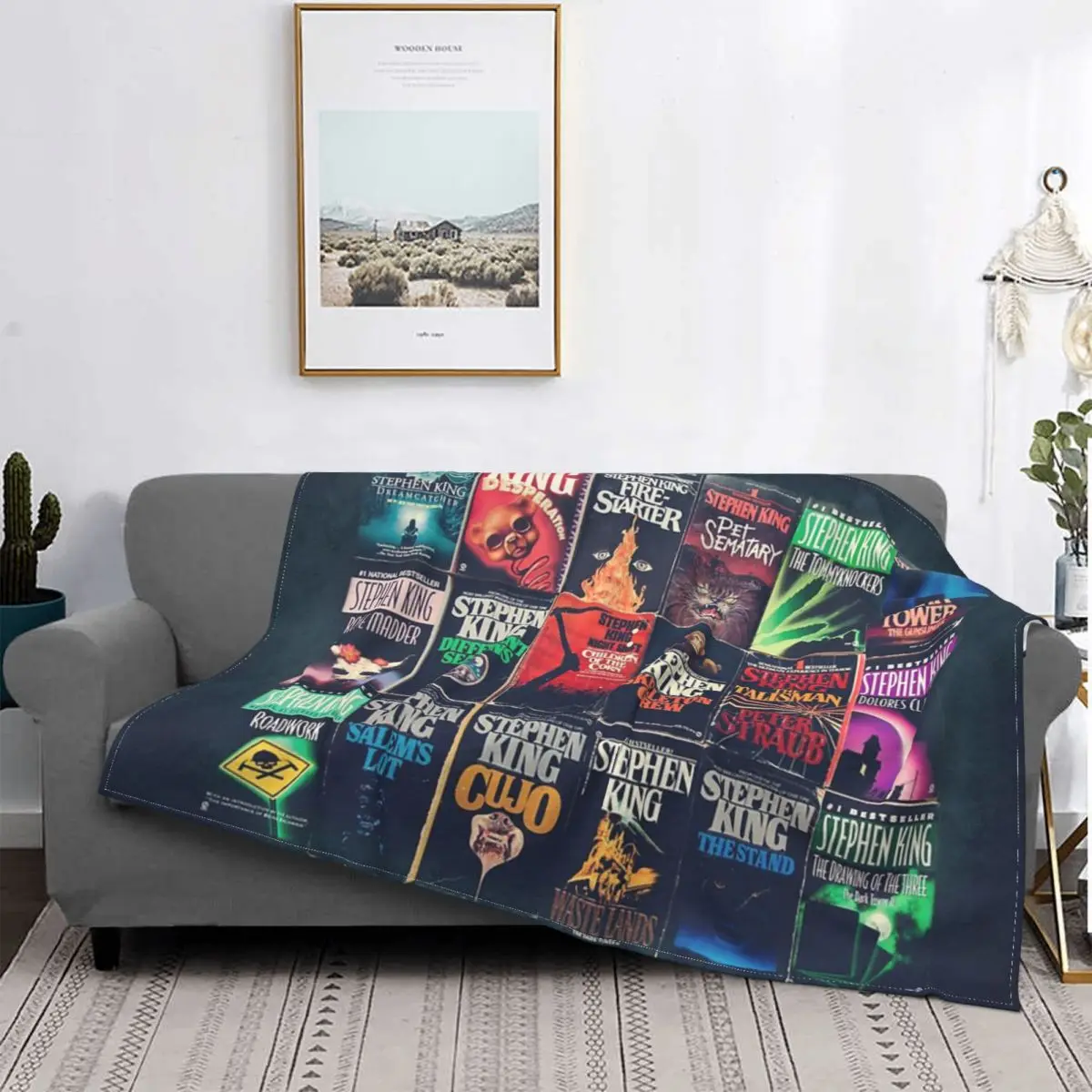

Stephen King-Manta a quadros para cama, охват с капюшоном, manta ponderada