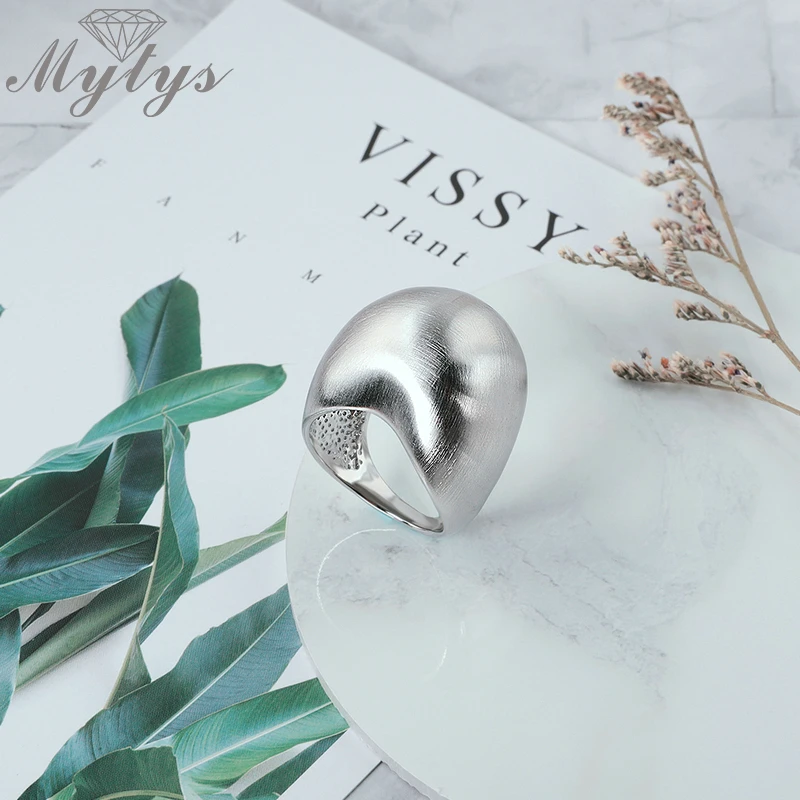 Mytys унисекс массивное кольцо белое золото с широкой оправой бесплатная доставка