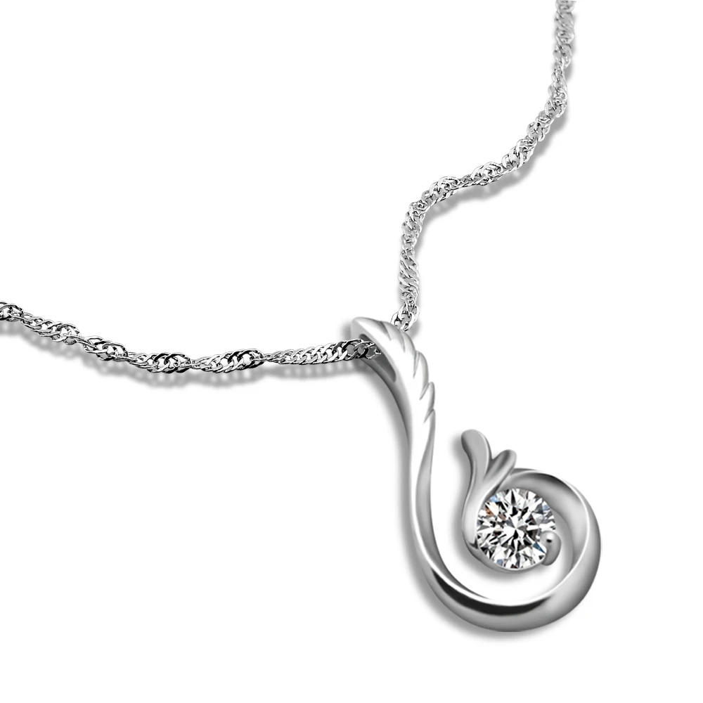 

New Fashion Angel Wings Pendant Necklaces Woman 100% 925 Sterling Silver Zircon 16-18 Inch Choker Fine Jewelry Gift