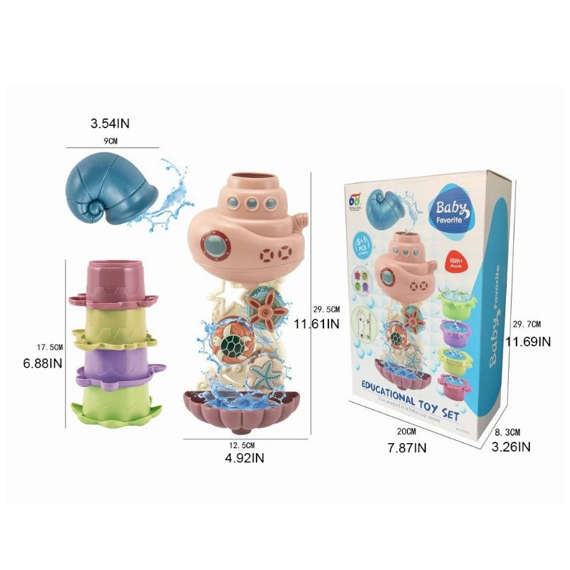 

Baby Shower Bathroom Waterwheel Set Toys Cup Ship Bathtub Kids Play Water Games Tool Bathing Suction