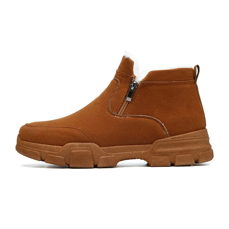 Khaki With Fur Boots VESONAL/брендовые Зимние новые теплые короткие плюшевые зимние ботинки для мужчин и взрослых, мужские повседневные мужские кроссовки, качественная прогулочная обувь - Цвет: Khaki With Fur Boots