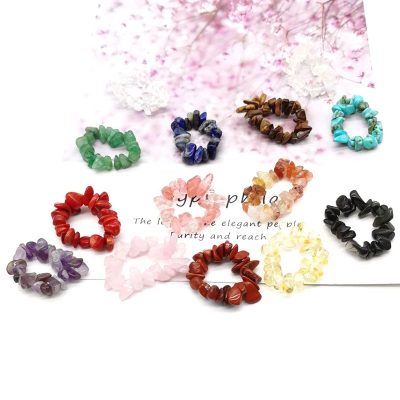 

Multi Color Adjustable Crystal Wedding Party Ring Jewelry Natural Gravel Rings Ethnic Style Ethnic Style Geometric Rings