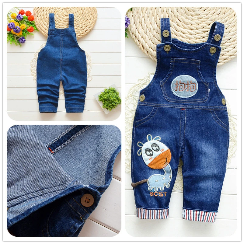Baby Boy Girls Denim Overalls 2019 Autumn Children Jeans Jumpsuit Kids Clothes Toddler Pants Rompers Salopette Fille Dungarees | Детская