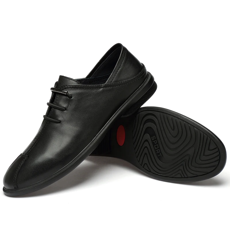 

2019 Men Leather Casual Shoes Black Fashion Men FlatsComfortable Round Toe Office Men Dress Shoes Plus Size 36-45 *9679