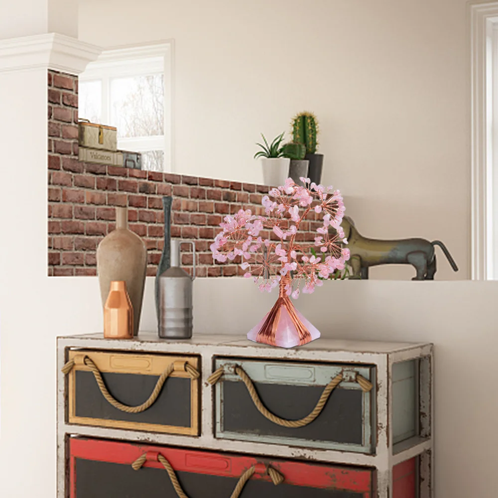 

Natural Crystal Tumbled Stones Tree Of Life Ornament Reiki Healing Money Tree Feng Shui Gemstone Decoration