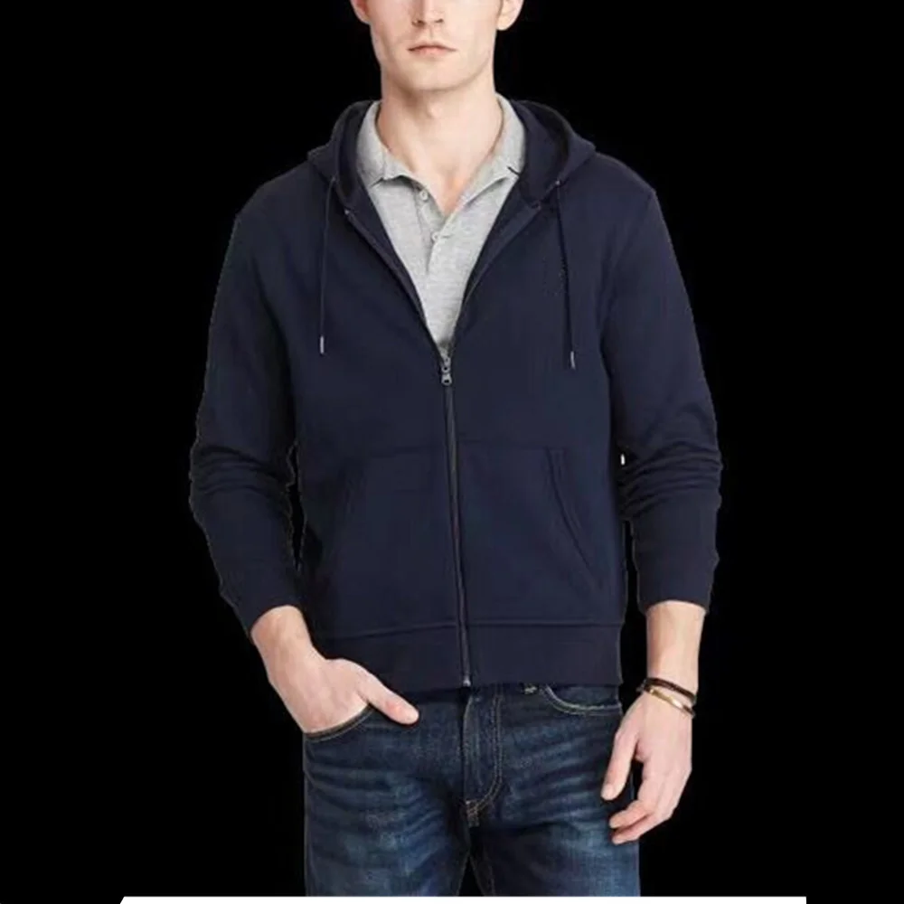 

Men's Small Horse Polo Shirt Zipper Hooded Sportswear Fashion Casual High Quality Autumn Winter Tracksuit Coat