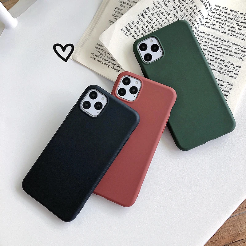 Однотонный матовый чехол для iPhone 11 простой Pro Max 7 8 Plus 6 6s X XSMax XR XS |