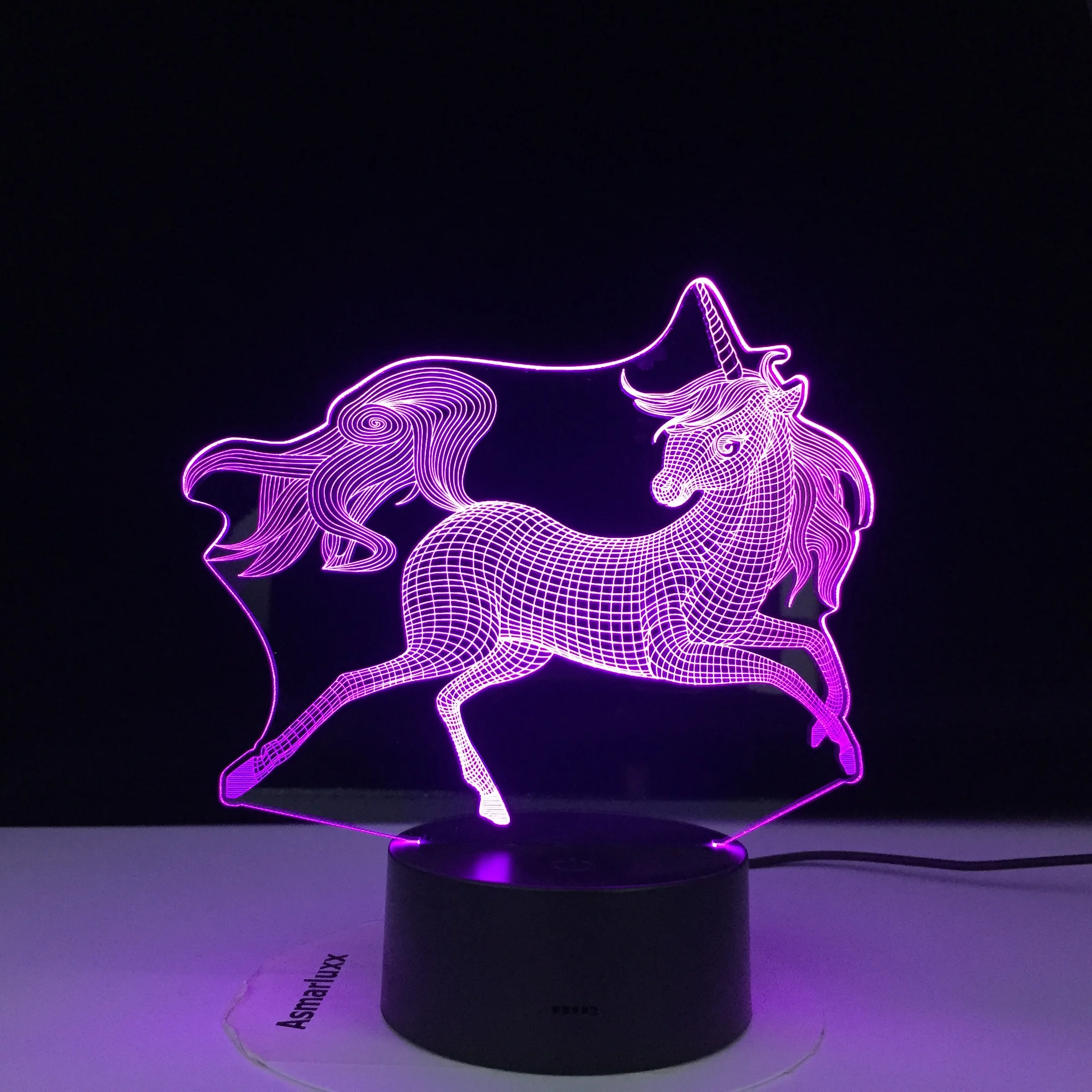 Новый дизайн Единорог 3D светодиодный светильник вечевечерние мультфильм лампа 7