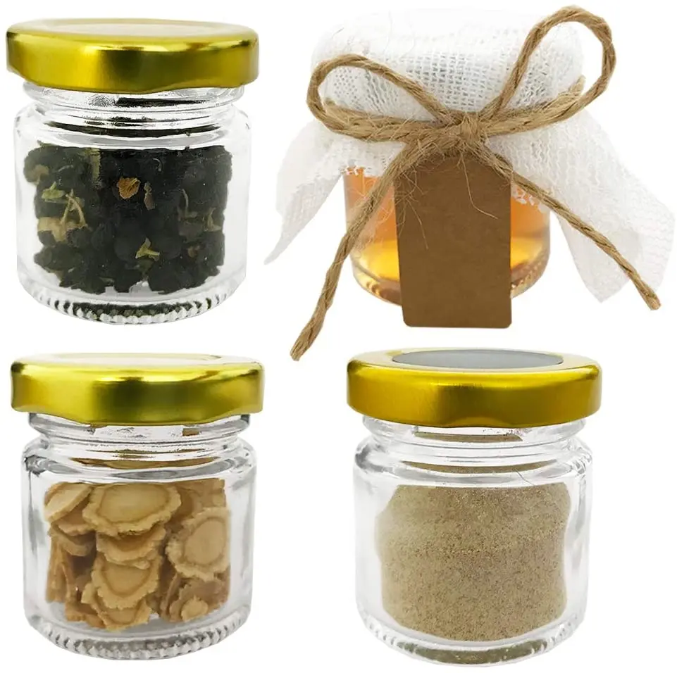 Glass Jars with Gold Lids Mini Mason for Gifts Crafts Wedding Spice Extra Chalkboard Labels Tags String | Дом и сад