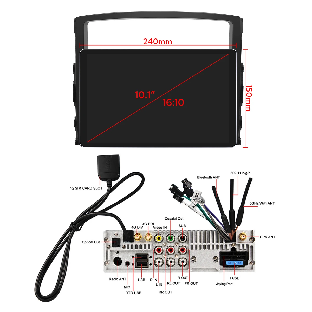 저렴한 JOYING 10.1 인치 1280*800 터치 스크린 자동차 라디오 스테레오 헤드 유닛 무선 빠른 부팅 안드로이드 자동 미쓰비시 Pajero 2006-2014