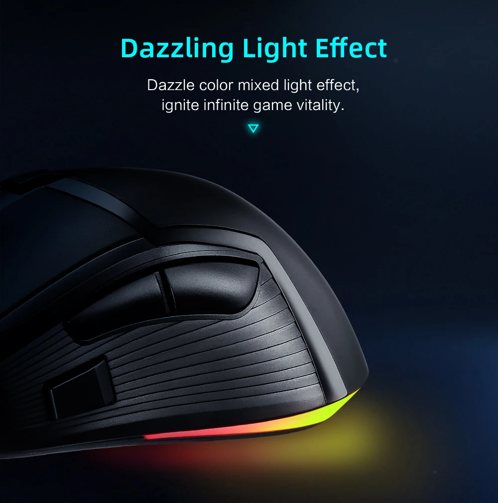MG201 игровая мышь USB Проводная геймер 4200DPI с RGB подсветкой 6 программируемых кнопок