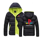 Осень-зима 2021, мужская теплая пуховая куртка с принтом PlayStation customized, модные облегающие пальто унисекс, спортивная одежда, толстовки на молнии
