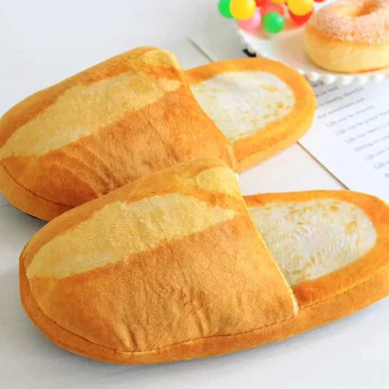 Тапочки домашние женские Pantufa теплые мягкие с 3d-изображением хлеба | Обувь