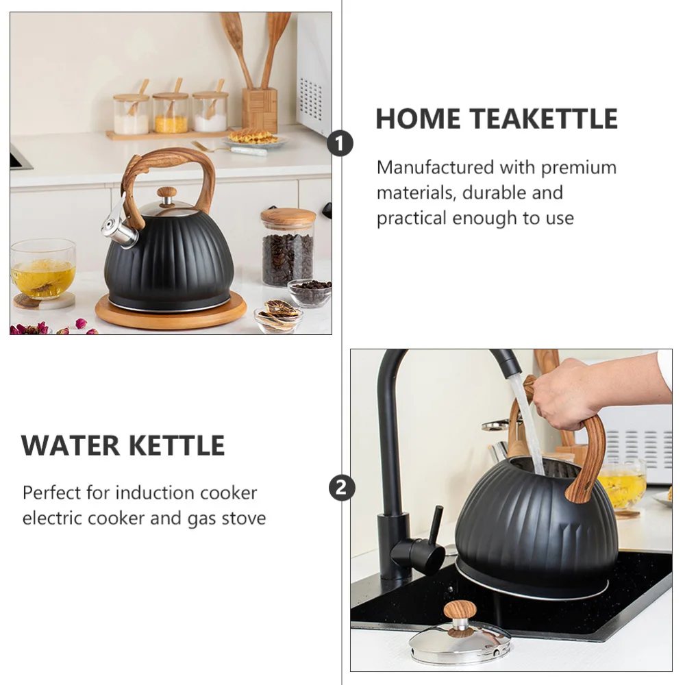 

1Pc 3.5L Boil Water Kettle Whistling Teakettle Portable Kettle (Black)