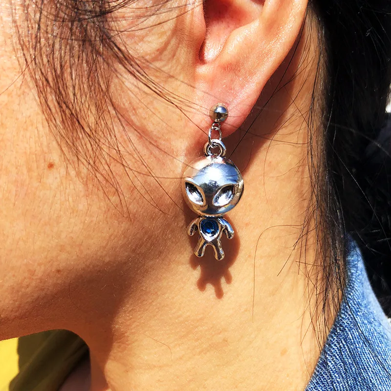 Креативные забавные антикварные серебряные висячие серьги в виде