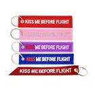 Авиационный брелок KISS ME перед полетом, 1 шт., подарочные брелки для влюбленных, синий, красный, фиолетовый, розовый, брелок с вышивкой