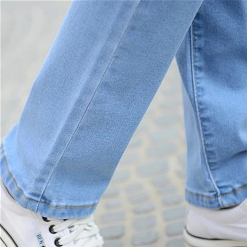 

Woman Spring Autumn Plus Size New Arrival straight Pants Full Length Mid Zip Fly Softener Skinny Natural Color Mid Weight Jeans