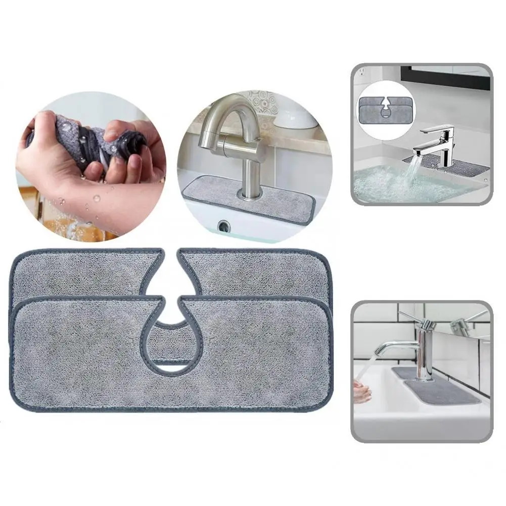 

Lightweight 2Pcs/Set Useful Cleaning Countertop Protector Dish Drip Catcher Pad Washable Faucet Mat Ventilated for Sink