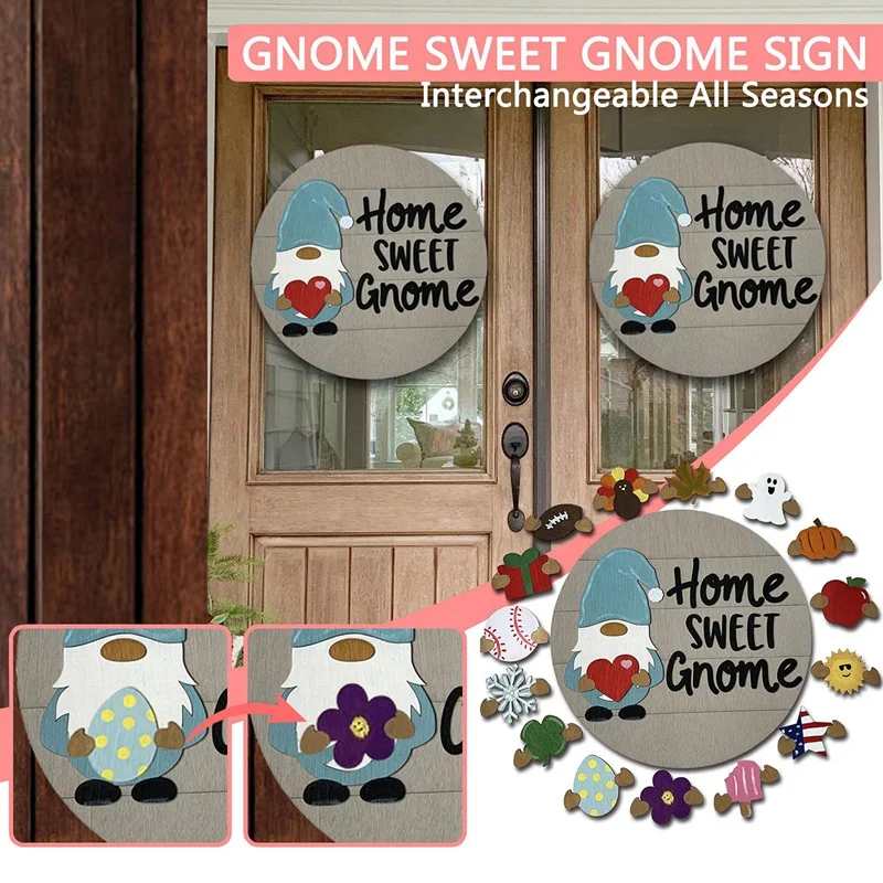 

Interchangeable Seasonal Welcome Door Sign Front Door Hanger Rustic Wood Round Wall Hanging Outdoor Porch Holiday Decor