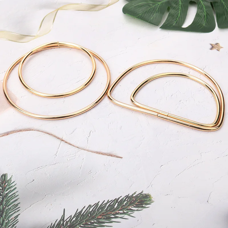 2 Pcs Metal Big Circle Hand-in-hand Iron Ring Metal Hand-in-hand Case Bag Hardware Accessories Replacement Women Handbag Handles