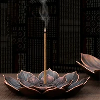 1pc alloy incense burner stick holder plate buddhism lotus censer home bronze nasturtium incense burner decorations ornaments