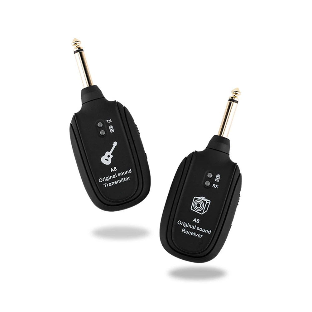 

A8 UHF Wireless System Guitar Pickup Audio Transmitter Receiver for Electric Guitar Bass Violin Parts Built-In Rechargeable
