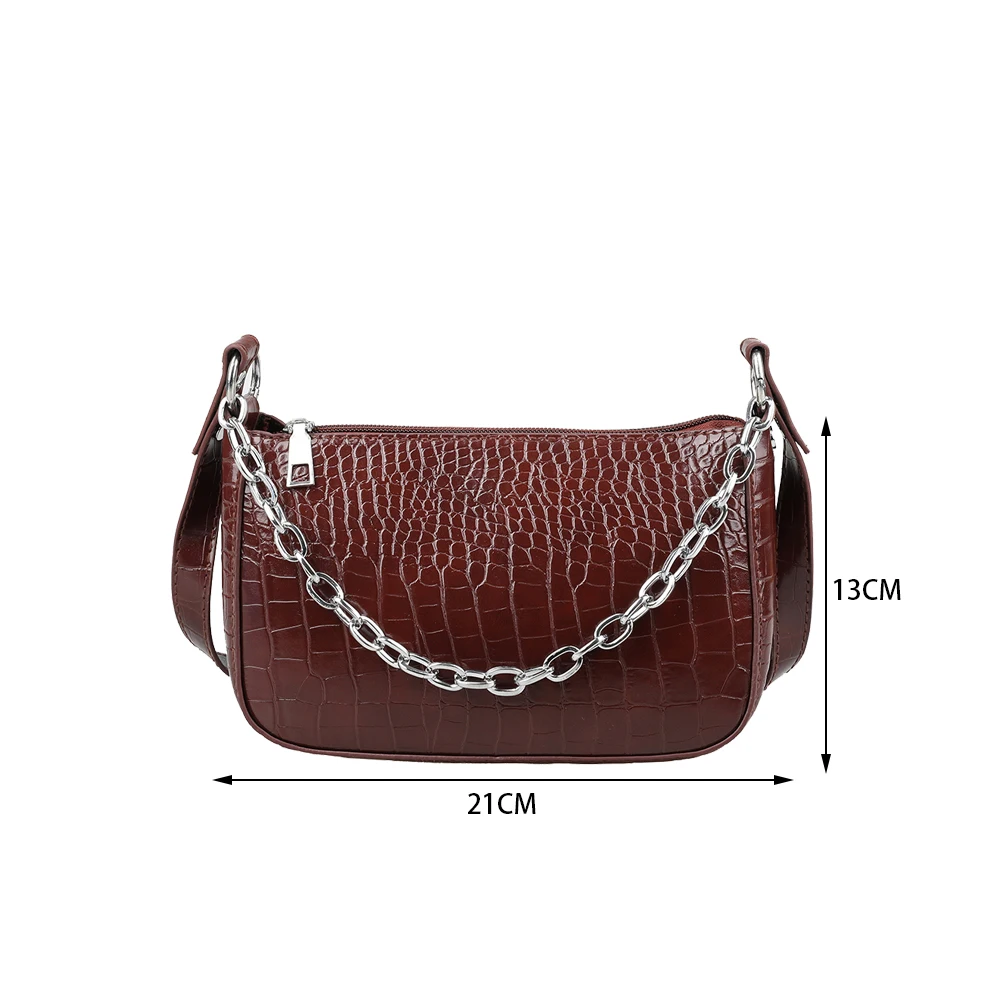 

Fashion Women PU Leather Shoulder Bags Alligator Pattern Chain Underarm Bag Ladies Vintage Small Purse Ladies Handbags 2021 Hot