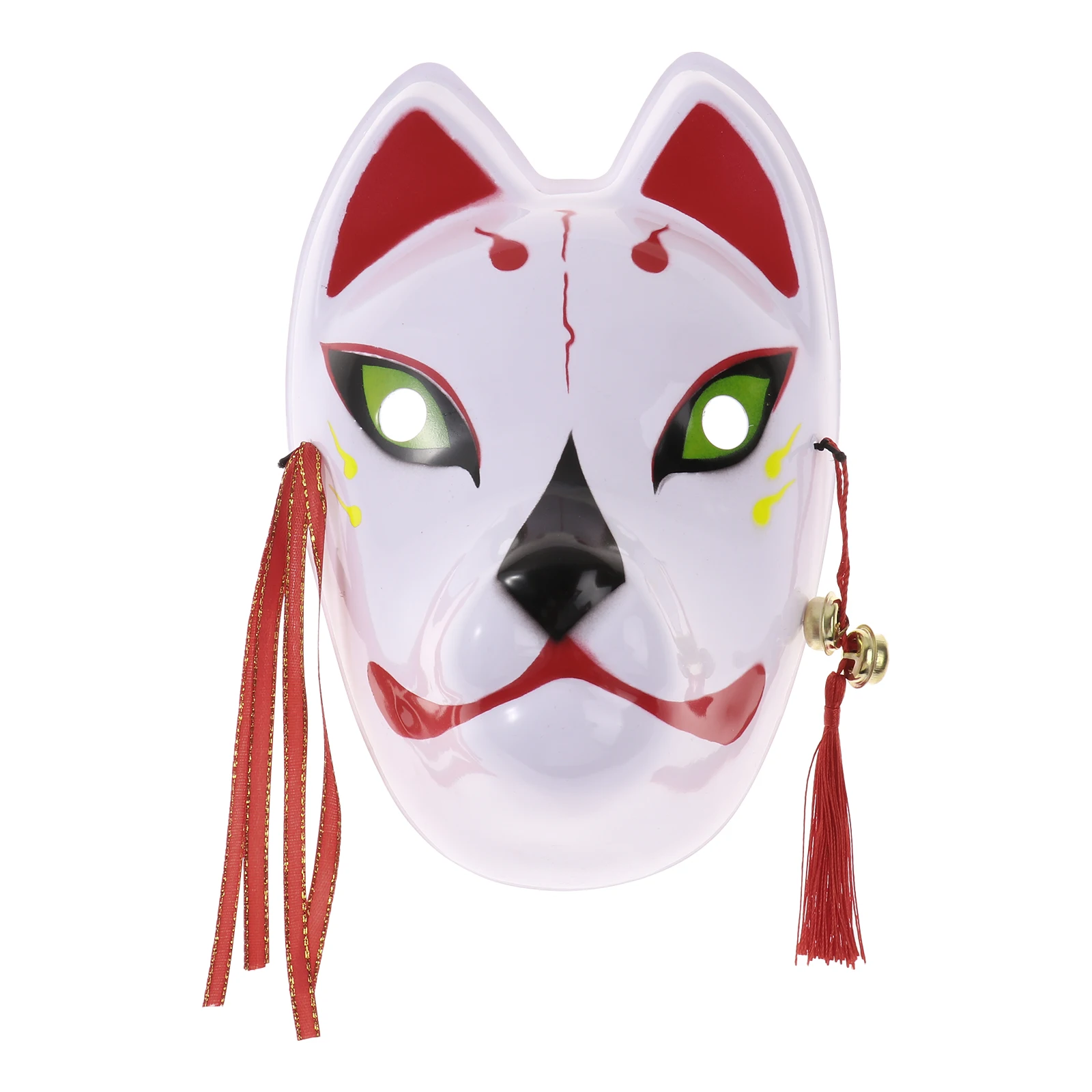 

Halloween Christmas Cosplay Fox Mask Elastic Straps Fasten Pattern Bells Tassel Decorated Face Christmas Mask Cosplay Props