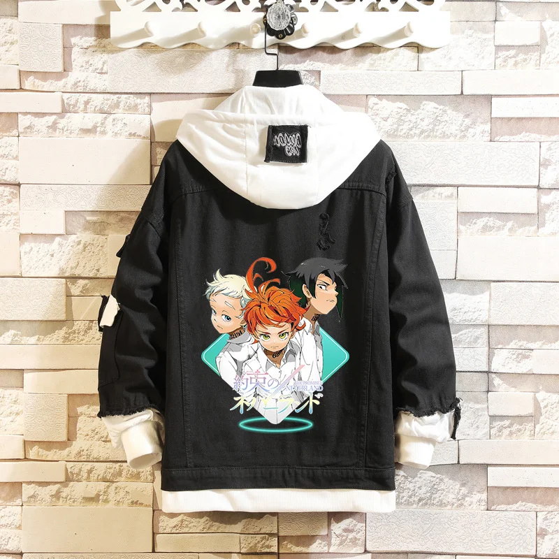 Джинсовые куртки с имитацией двух частей и принтом Эммы Свободные повседневные