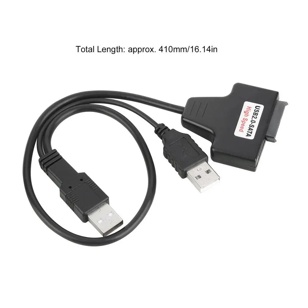 Black USB 2.0 to 7+6 13Pin SATA Laptop CD/DVD/Blu-ray Optical Drive Adapter Cable |