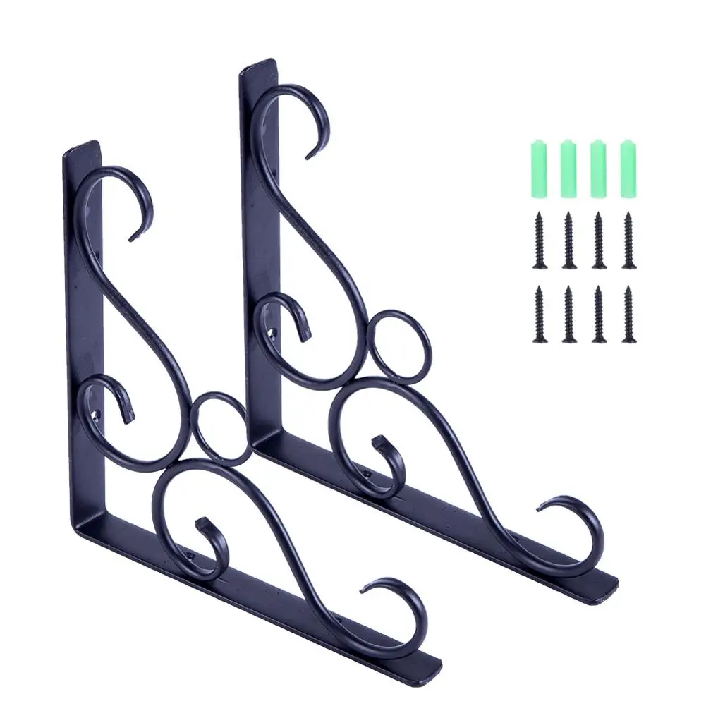 

2PCS 8.3" Cast Iron Shelf Bracket Antique Style Garden Braces Rustic Holder Stand Black Tools