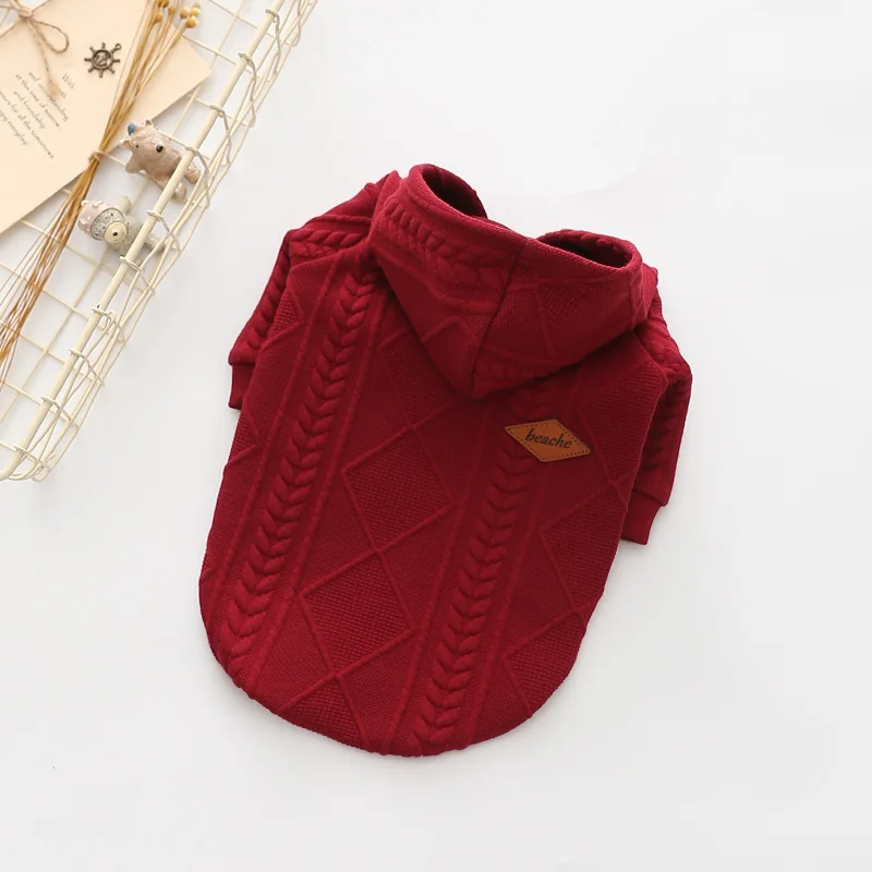 

Autumn/winter new pet clothing sweater hooded Gemma star dyed pickup line knitted dog clothes