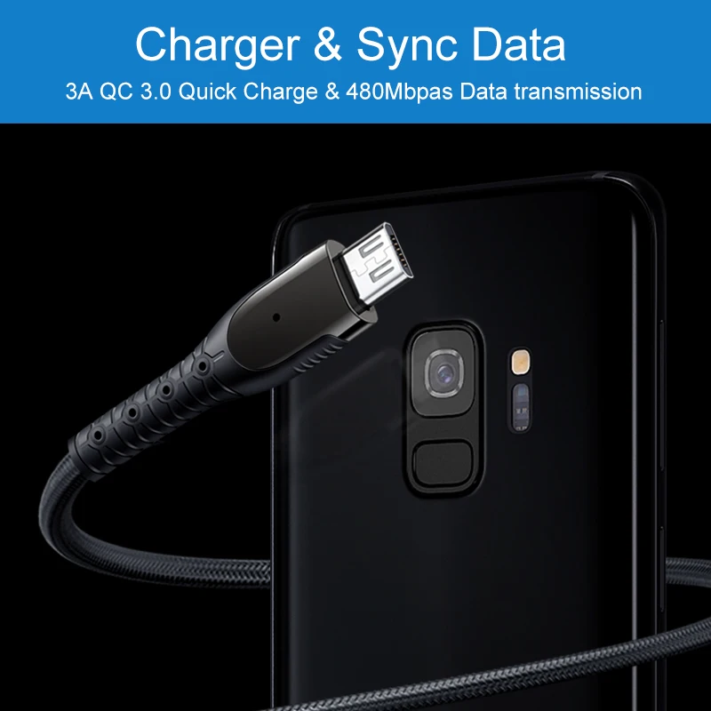 Elough Кабель micro USB для samsung s7 edge Быстрая зарядка микро cable3.0 xiaomi huawei мобильный