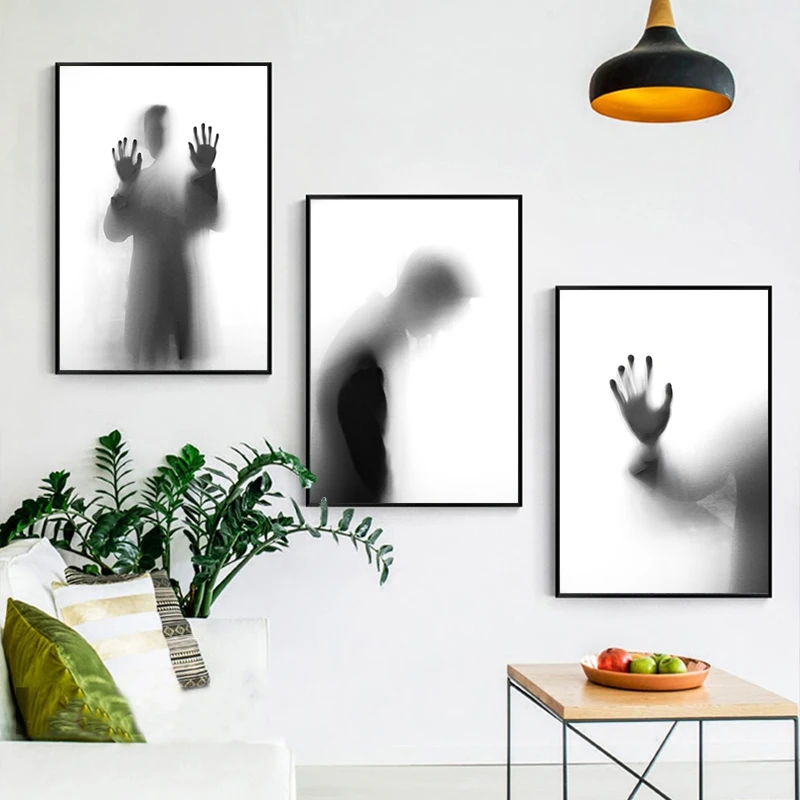 Рисунок Силуэт черный белый холст плакат абстрактная настенная живопись Печать