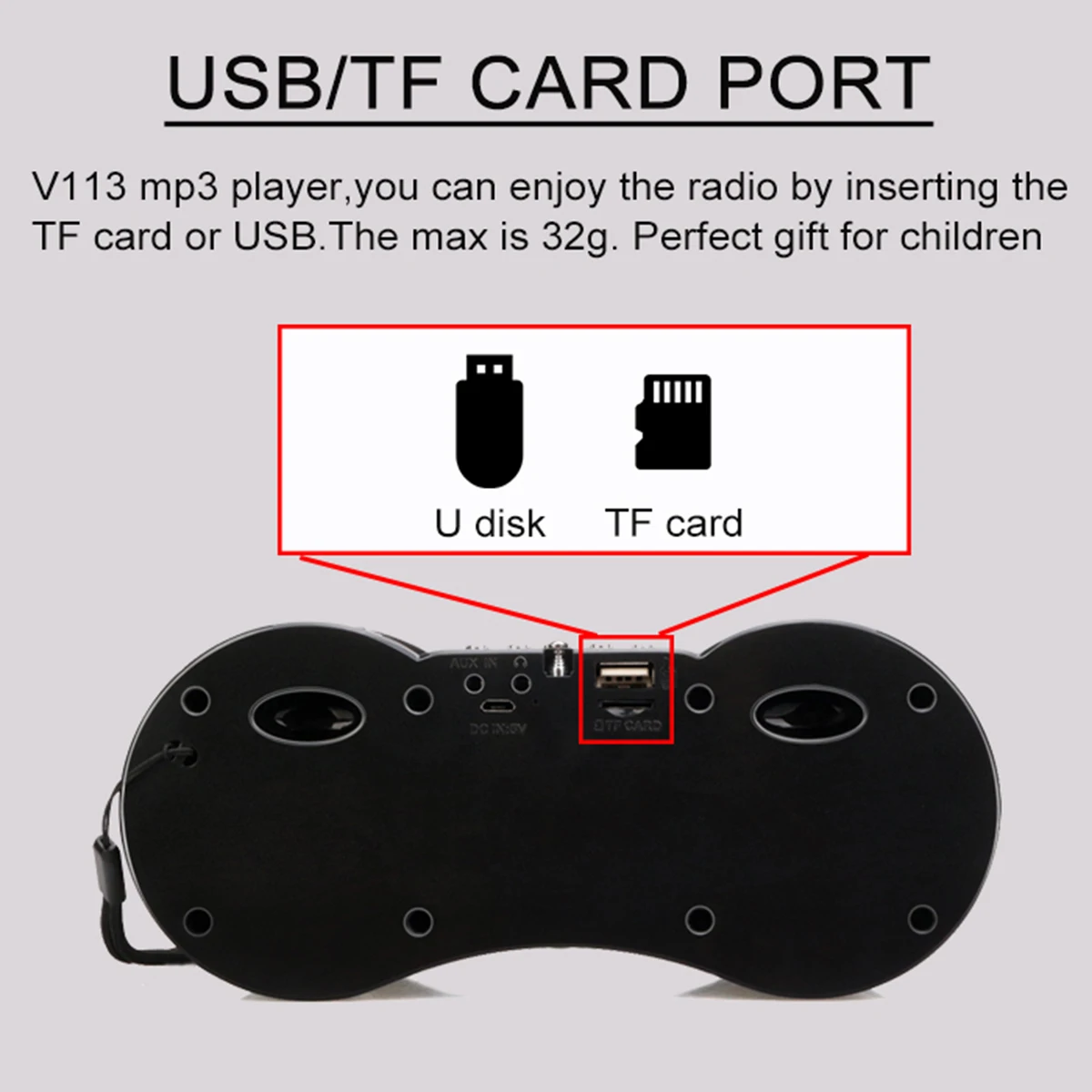 2 шт. Retekess V113 FM стерео радио приемник Цифровой MP3 музыкальный плеер Поддержка Micro SD карты/USB диск дистанционное управление