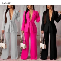 sexy women sets clothes 2 pieces 2020 pants and top elegant for work party tracksuit outfits f0584 with waist ruffles