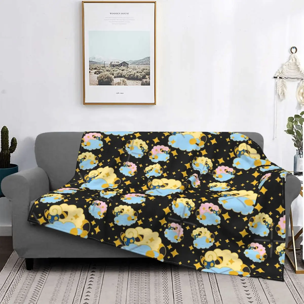 

Пасмурное покрывало Meeps с изображением ночного неба, покрывало на кровать, клетчатое покрывало на кровать, пушистое тепловое покрывало в кл...