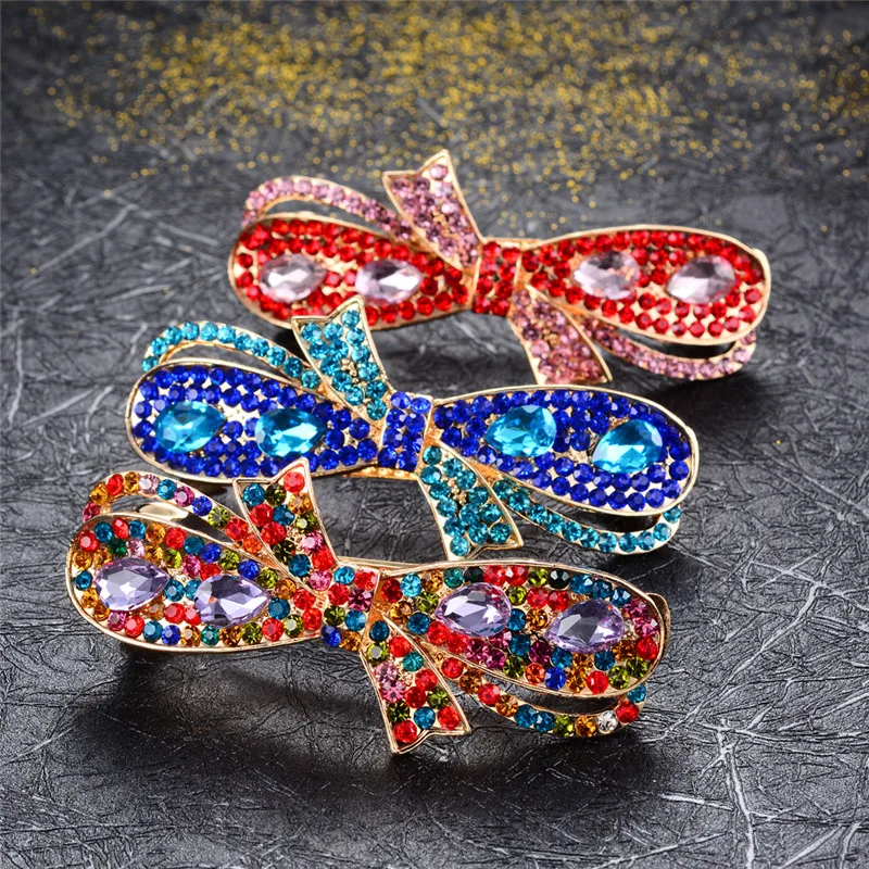 Женские заколки-пряжки с цветами украшения для волос зажимы кристаллами и бантом
