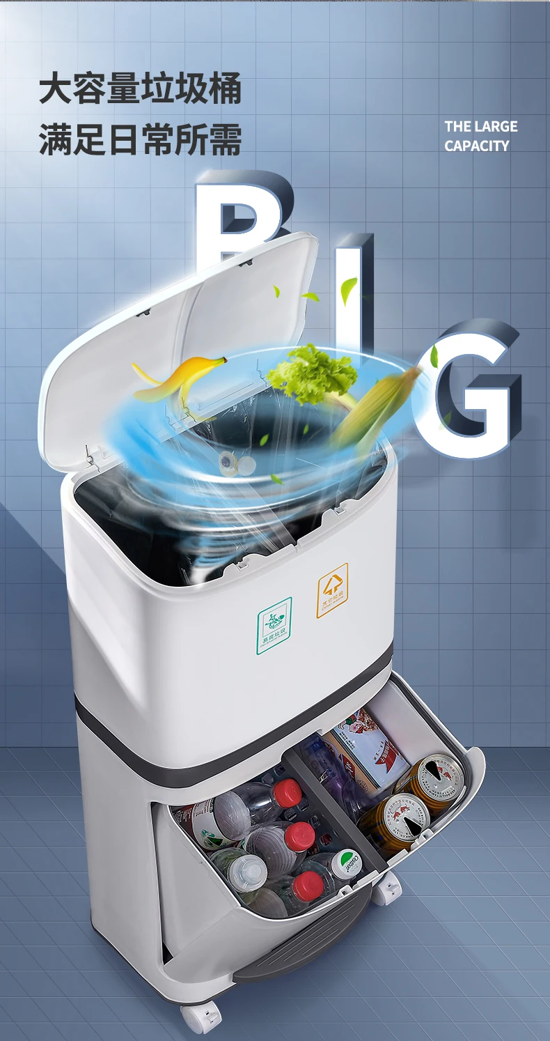 

Japanese Style Waste Bins Large Foot Pedal Waste Bins Layered Pulley Kitchen Accessories Cubo Basura Household Cleaning EH50WB