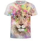 Мужские топы 2019, летняя мужская футболка с 3D львом, модная футболка с животным принтом, мужская повседневная футболка с коротким рукавом и кошкой, Мужская футболка 5XL