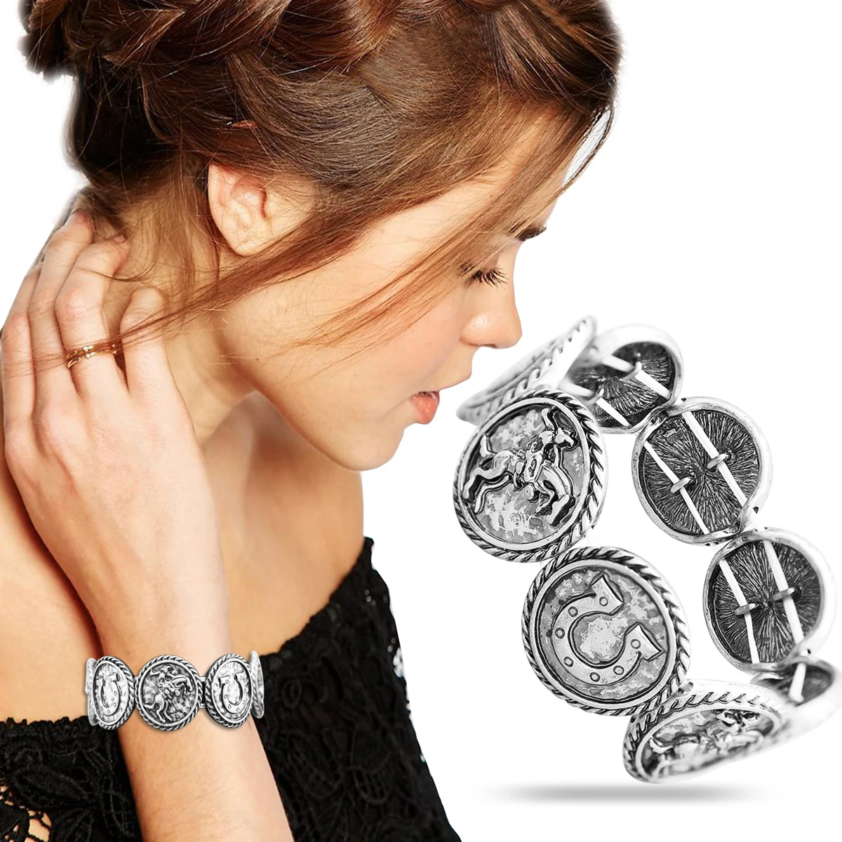 Женский Винтажный Браслет манжета ковбойский браслет на шнуровке Золотистое