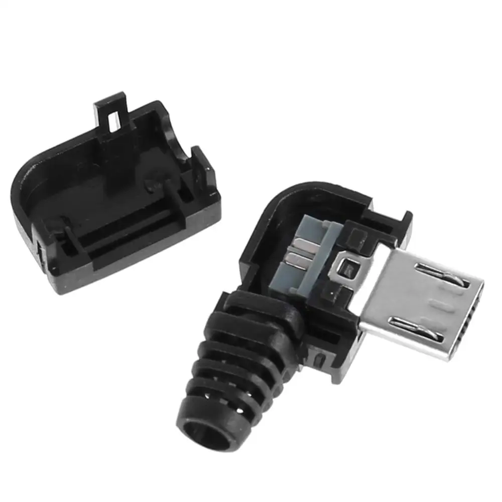 10 Sets5 Pin Right Angle Micro USB Connector Male Plug Kit with Black Cover Solder Jack | Обустройство дома